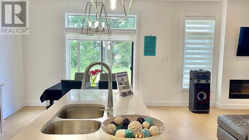 3898 Big Leaf Trail, London, ON - Indoor Photo Showing Kitchen With Fireplace With Double Sink