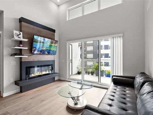 410-950 Whirlaway Cres, Langford, BC - Indoor Photo Showing Living Room With Fireplace