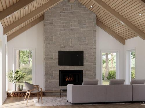 Living room - Ch. Du Lac-Baribeau, Saint-Donat, QC - Indoor Photo Showing Living Room With Fireplace