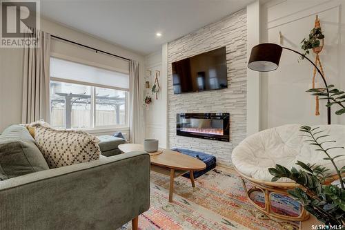 328 Barrett Street, Saskatoon, SK - Indoor Photo Showing Living Room With Fireplace