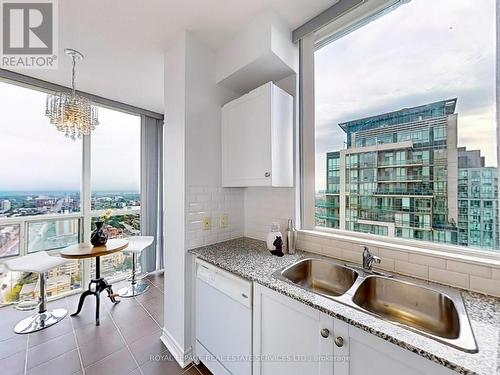 3603 - 3504 Hurontario Street, Mississauga, ON - Indoor Photo Showing Kitchen With Double Sink