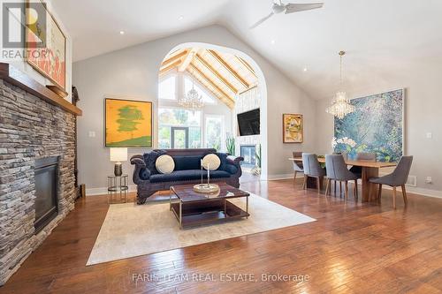 158 Mennill Drive, Springwater, ON - Indoor Photo Showing Living Room With Fireplace