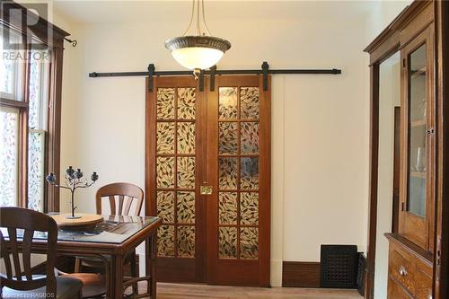 sliding doors to large walk in pantry - 589 2Nd Avenue E, Owen Sound, ON - Indoor Photo Showing Dining Room