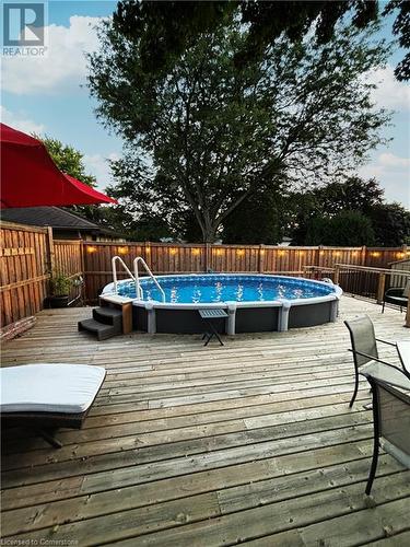 48 Hickson Drive, Kitchener, ON - Outdoor With Above Ground Pool With Deck Patio Veranda With Backyard