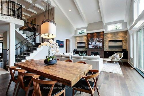 104 Hoggard Court, Blue Mountains, ON - Indoor Photo Showing Dining Room With Fireplace