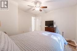 Nice bright primary bedroom with ceiling fan - 