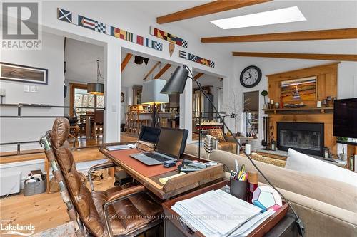 2517 Honey Harbour Road, Georgian Bay (Baxter), ON - Indoor Photo Showing Office With Fireplace