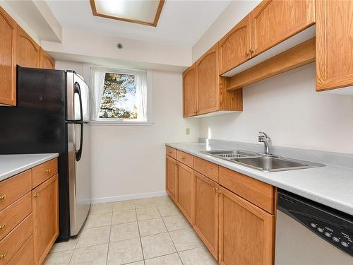 302-3969 Shelbourne St, Saanich, BC - Indoor Photo Showing Kitchen With Double Sink