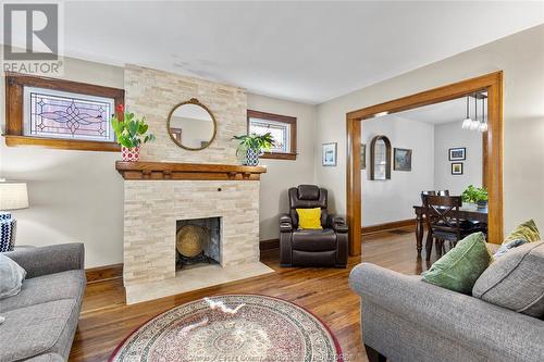 1225 Chilver, Windsor, ON - Indoor Photo Showing Living Room With Fireplace