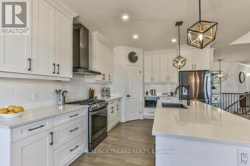 Stainless Steel Appliances, Subway Tile Backsplash - 88 Foxborough Place, Thames Centre (Thorndale), ON - Indoor Photo Showing Kitchen With Upgraded Kitchen