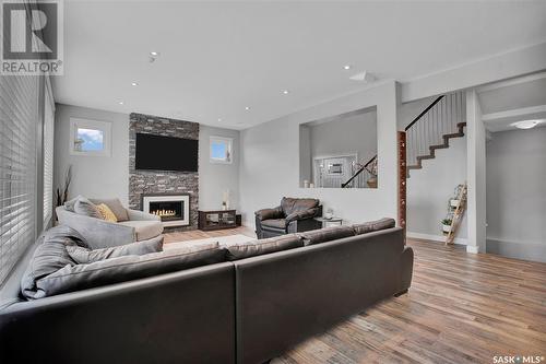 403 Patrick Rise, Saskatoon, SK - Indoor Photo Showing Living Room With Fireplace