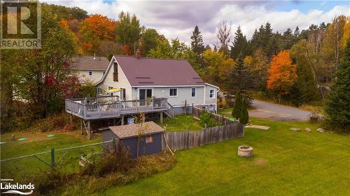 Fenced in yard area for child safety and pets. - 185 South Fairy Lake Road, Huntsville, ON - Outdoor With Deck Patio Veranda