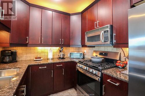 1225 Riverside Unit# 605, Windsor, ON - Indoor Photo Showing Kitchen With Double Sink