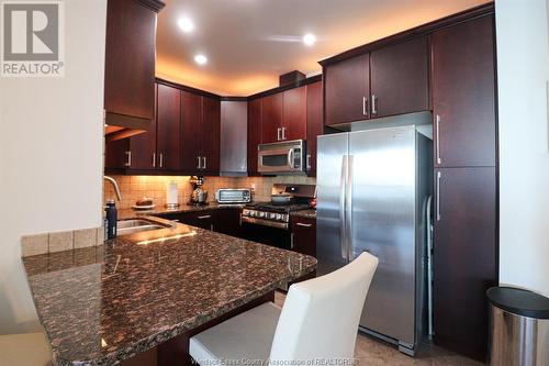 1225 Riverside Unit# 605, Windsor, ON - Indoor Photo Showing Kitchen With Double Sink