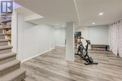 Basement recreation room used as workout space - 