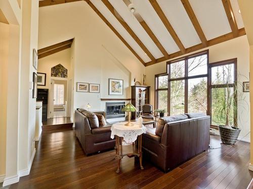 Living room - 195 Rue Du Pré, Eastman, QC - Indoor With Fireplace