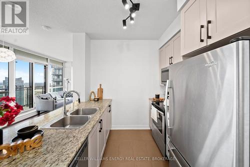 3202 - 4065 Brickstone Mews, Mississauga (Creditview), ON - Indoor Photo Showing Kitchen With Stainless Steel Kitchen With Double Sink