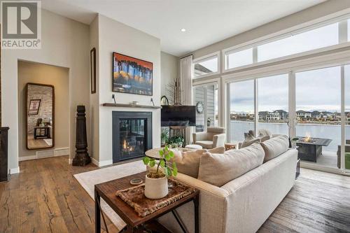 468 Auburn Shores Landing Se, Calgary, AB - Indoor Photo Showing Living Room With Fireplace