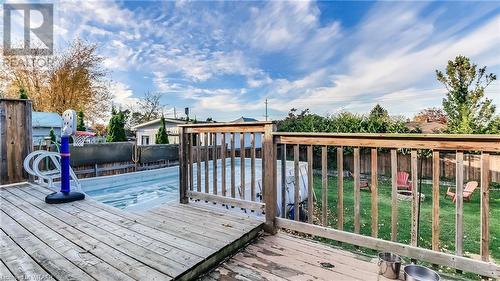 Above ground pool and deck - 1049 Sovereign Road, Woodstock, ON - Outdoor With Deck Patio Veranda