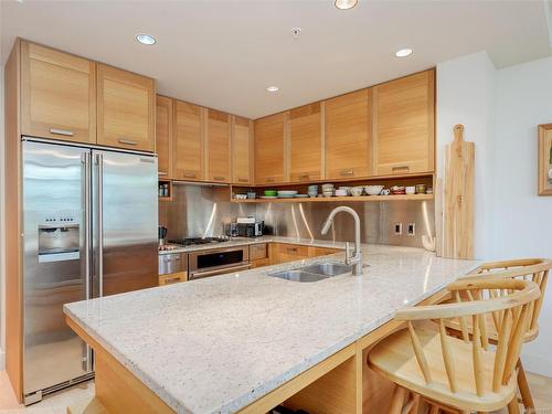 303-365 Waterfront Cres, Victoria, BC - Indoor Photo Showing Kitchen With Stainless Steel Kitchen With Double Sink