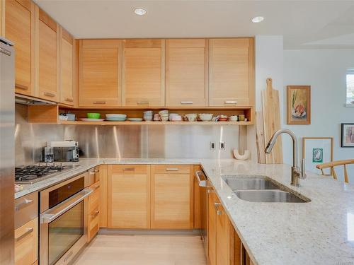 303-365 Waterfront Cres, Victoria, BC - Indoor Photo Showing Kitchen With Double Sink