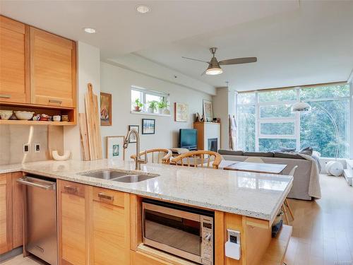 303-365 Waterfront Cres, Victoria, BC - Indoor Photo Showing Kitchen With Double Sink