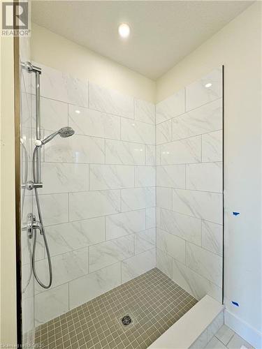 Tiled shower in the ensuite bath - 427 Ridge Street, Port Elgin, ON - Indoor Photo Showing Bathroom