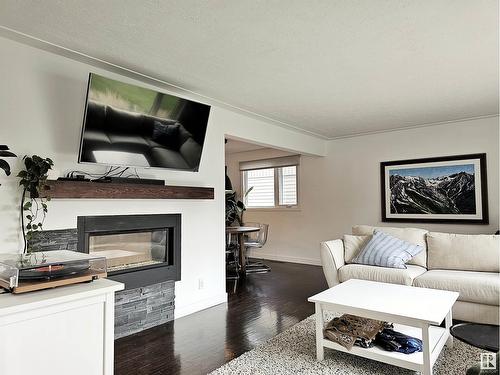 9535 148 St Nw, Edmonton, AB - Indoor Photo Showing Living Room With Fireplace