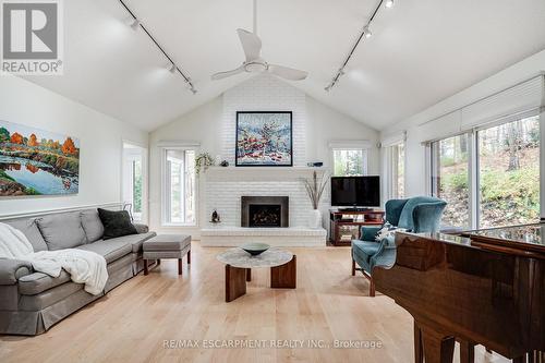 158 Sulphur Springs Road, Hamilton, ON - Indoor Photo Showing Living Room With Fireplace