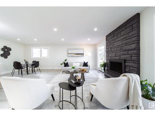 784 Lee Ridge Rd Nw, Edmonton, AB - Indoor Photo Showing Living Room With Fireplace