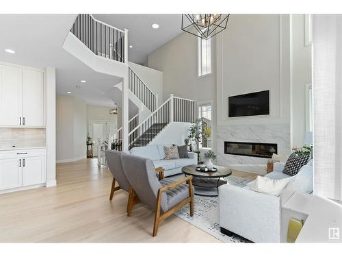 6842 Knox Lo Sw, Edmonton, AB - Indoor Photo Showing Living Room With Fireplace