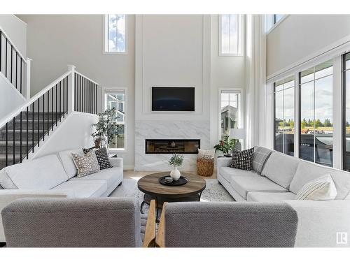 6842 Knox Lo Sw, Edmonton, AB - Indoor Photo Showing Living Room With Fireplace