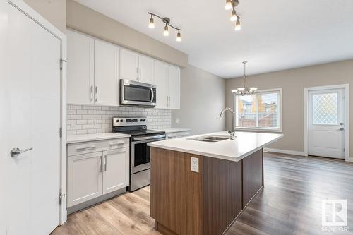 8538 Cushing Pl Sw, Edmonton, AB - Indoor Photo Showing Kitchen With Double Sink With Upgraded Kitchen