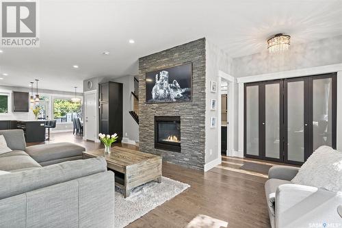 1127 7Th Street E, Saskatoon, SK - Indoor Photo Showing Living Room With Fireplace