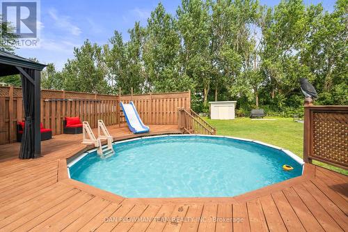 15 Sparrow Court, Kawartha Lakes, ON - Outdoor With Above Ground Pool With Deck Patio Veranda With Backyard