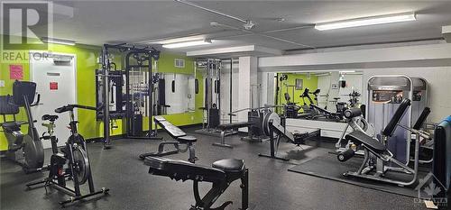 No driving anywhere to get to this fully equipped gym, just leave the car in the underground parking, ignore the snow and take a stroll downstairs. - 2625-501 Regina Street, Ottawa, ON - Indoor Photo Showing Gym Room