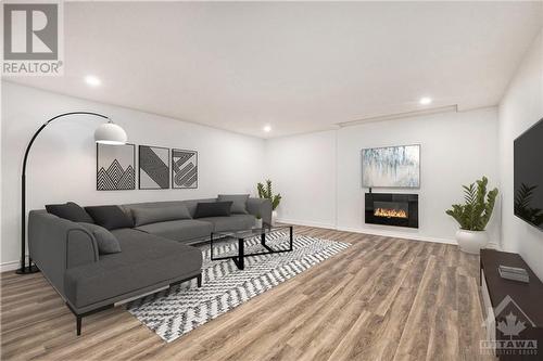 Virtually Staged - 2090 Prince Charles Road, Ottawa, ON - Indoor Photo Showing Living Room With Fireplace