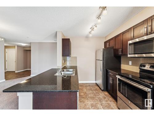 #102 18122 77 St Nw, Edmonton, AB - Indoor Photo Showing Kitchen With Double Sink