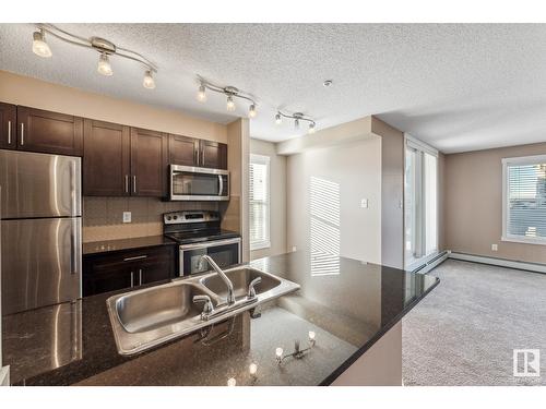 #102 18122 77 St Nw, Edmonton, AB - Indoor Photo Showing Kitchen With Double Sink