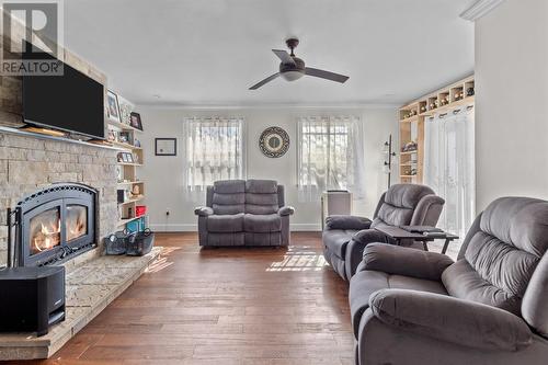 75-77 Conrans Road, Harbour Main, NL - Indoor Photo Showing Living Room With Fireplace