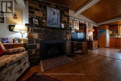 1067B Shawenegog Lake Lane, North Frontenac (Frontenac North), ON - Indoor Photo Showing Living Room With Fireplace