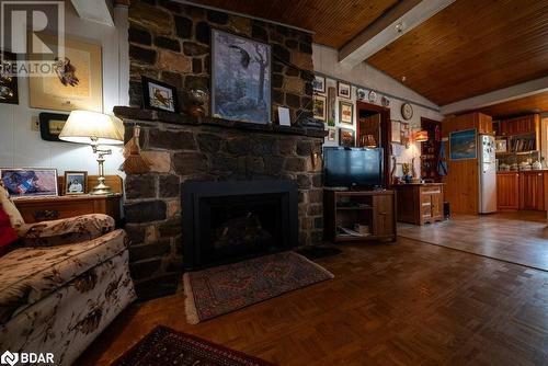 1067 B Shawenegog Lake Lane, Cloyne, ON - Indoor Photo Showing Living Room With Fireplace