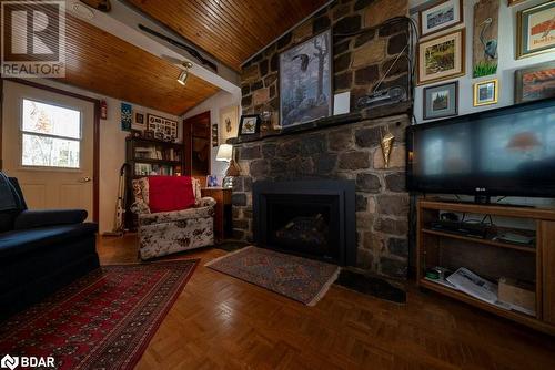 1067 B Shawenegog Lake Lane, Cloyne, ON - Indoor Photo Showing Living Room With Fireplace