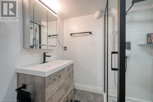 Bathroom with vanity and a shower with door - 824 Devonshire Avenue, Woodstock, ON - Indoor Photo Showing Bathroom