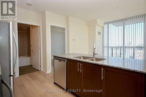 3608 - 3975 Grand Park Drive, Mississauga, ON - Indoor Photo Showing Kitchen With Stainless Steel Kitchen With Double Sink