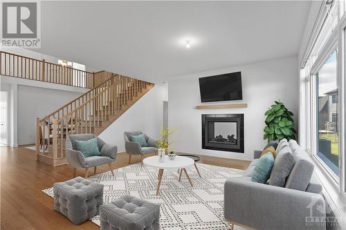 Virtual Staging-Family room - 2012 Acoustic Way, Ottawa, ON - Indoor Photo Showing Living Room With Fireplace