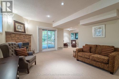 4027 Lookout Court, Mississauga, ON - Indoor Photo Showing Living Room With Fireplace