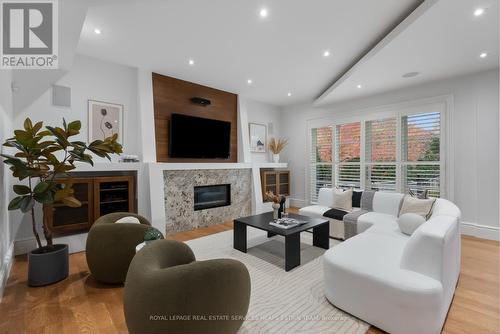 5 Pembury Avenue, Toronto, ON - Indoor Photo Showing Living Room With Fireplace