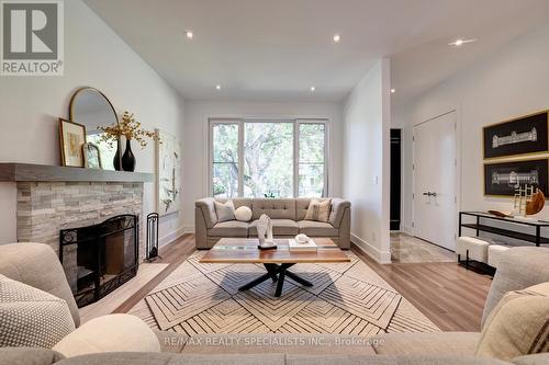 1310 Martley Drive, Mississauga, ON - Indoor Photo Showing Living Room With Fireplace