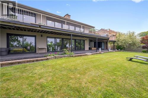 Floor to ceiling glass windows on both levels! Stunning views! - 33 Leslie Drive, Stoney Creek, ON - Outdoor With Deck Patio Veranda